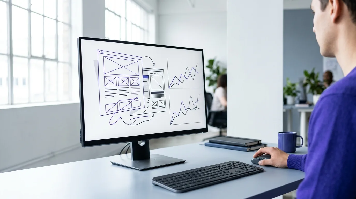 Graphiques de croissance organique et structure web sur un écran d'ordinateur
