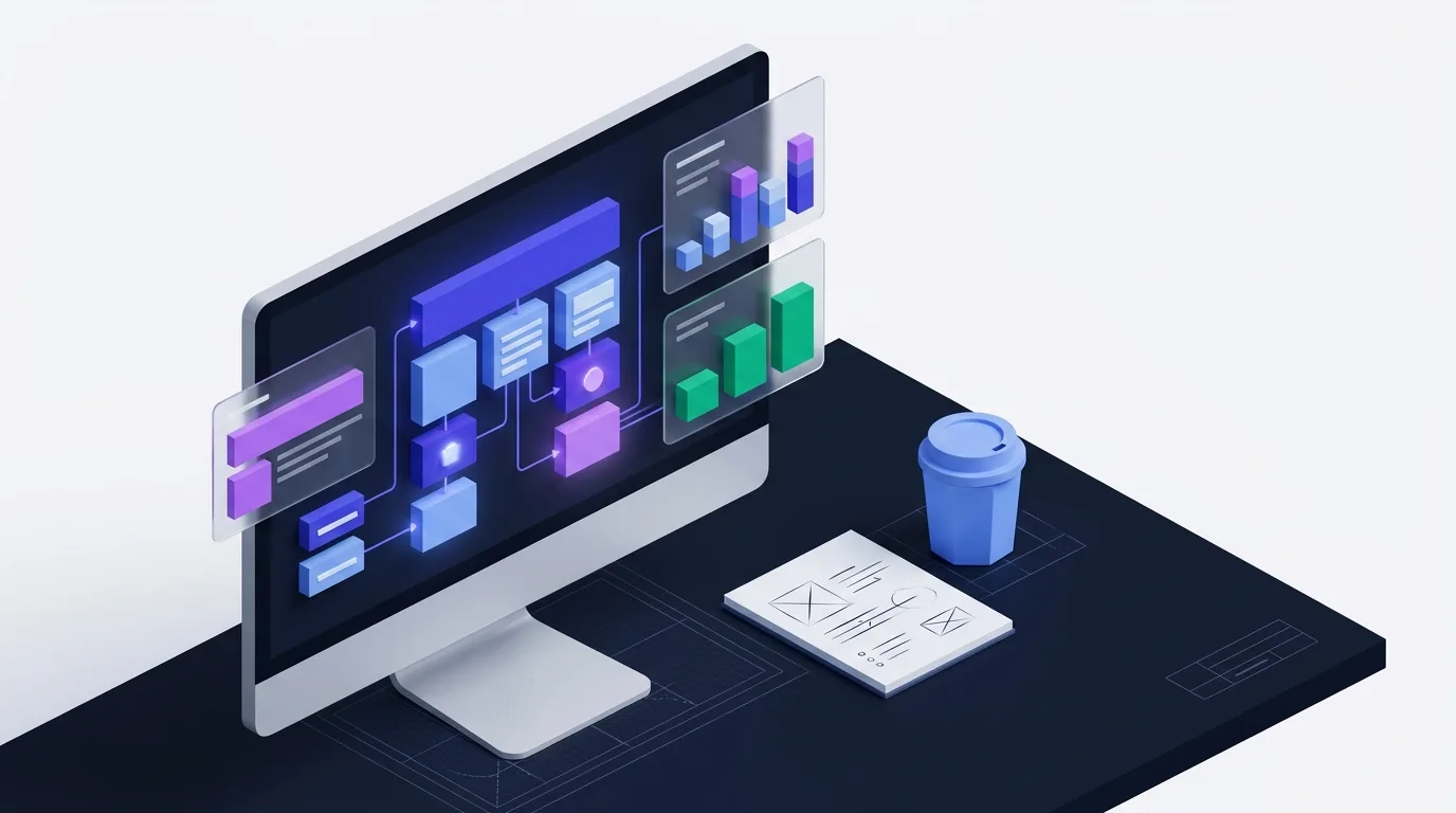Diagramme zur Seitenarchitektur und Leistung auf einem Computermonitor