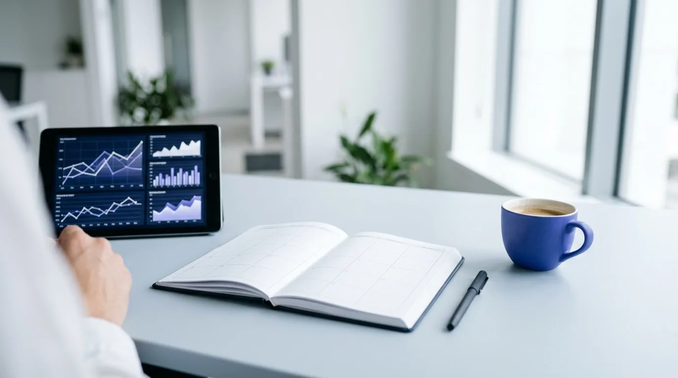 Planificación estratégica para escalar la producción de contenido digital en una tableta.