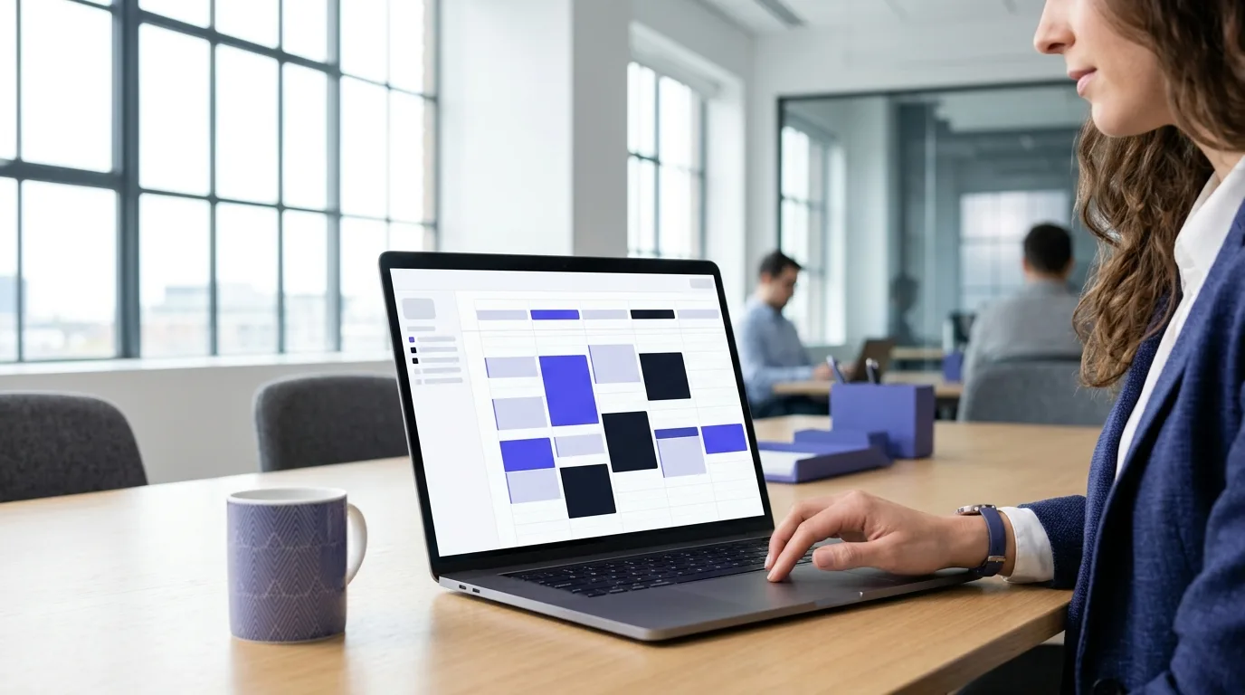 Ein digitaler Kalender zur Inhaltsplanung auf einem Monitor