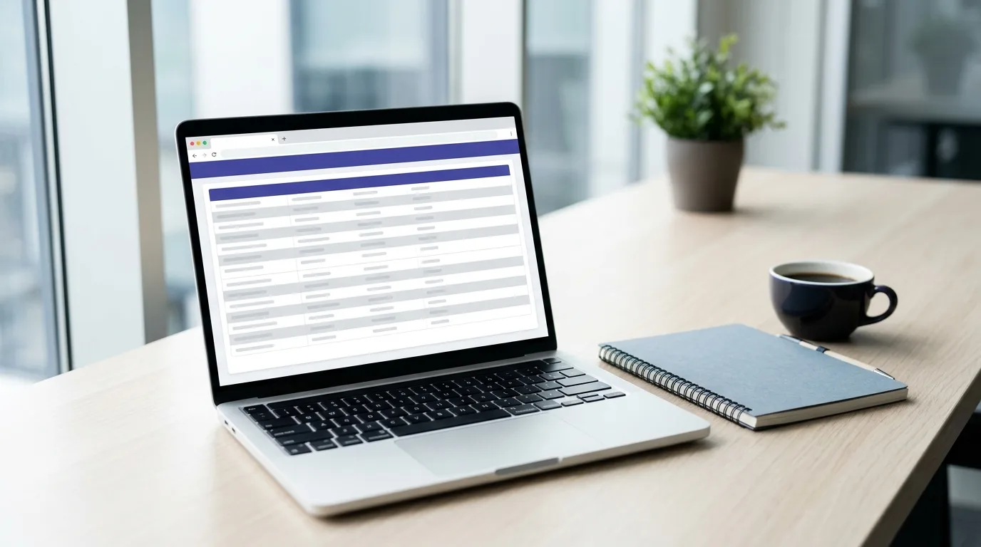 Laptop on a desk displaying structured site data for a WordPress REST API review
