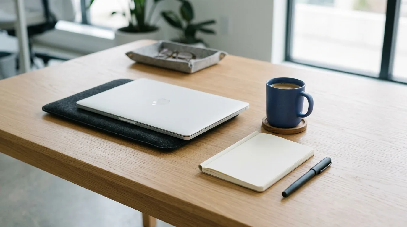 Bureau de travail minimaliste pour la gestion de projet éditorial