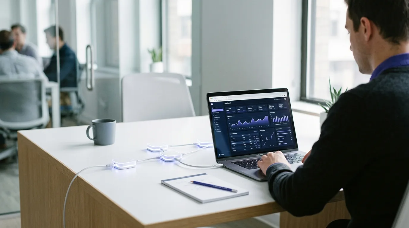 Laptop displaying automated content dashboard
