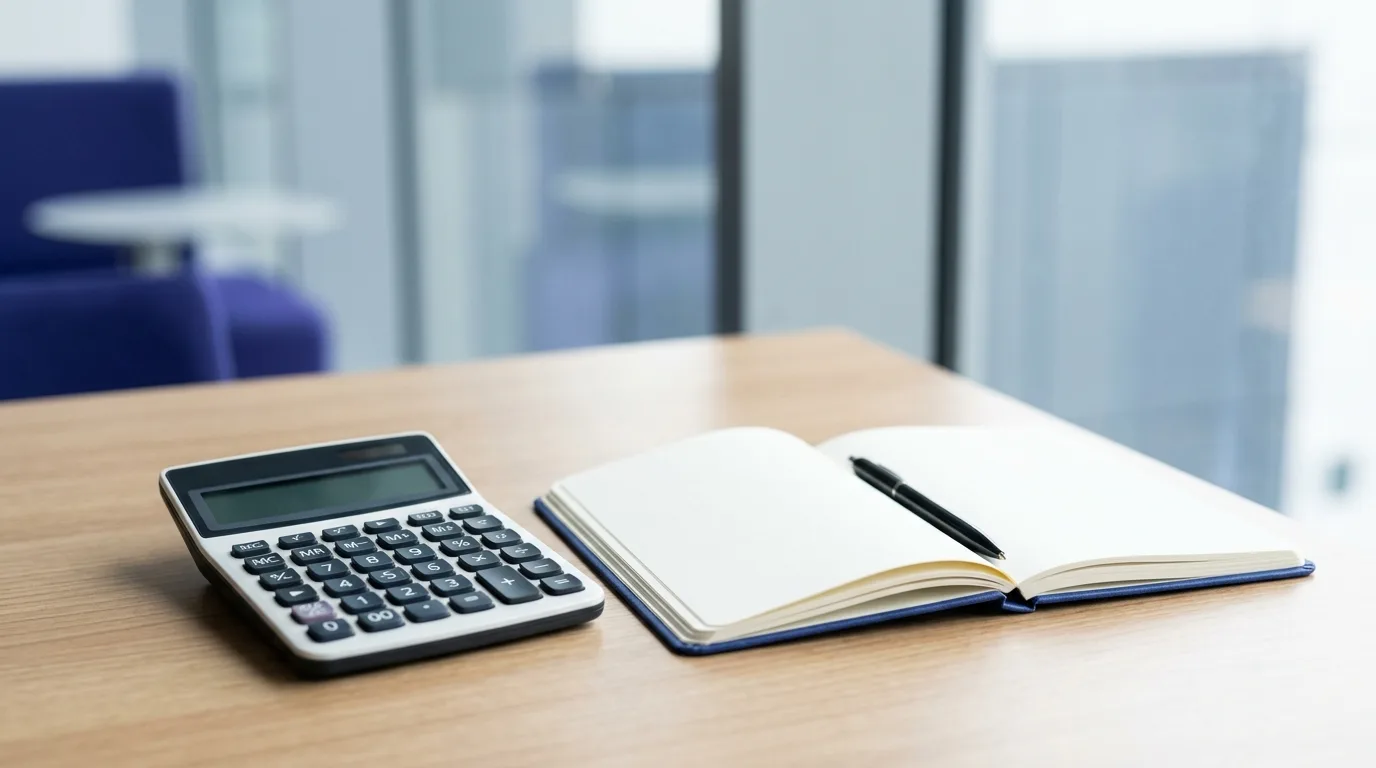 Calculatrice et carnet pour estimer le budget de création de contenu